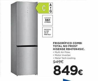 Hipercor Frigorifico combi total no frost hisense rb470n4sic oferta