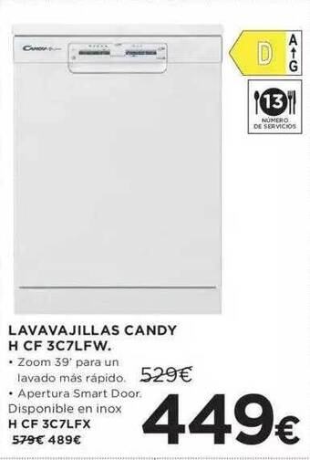 Hipercor Lavavajillas candy h cf 3c7lfw oferta