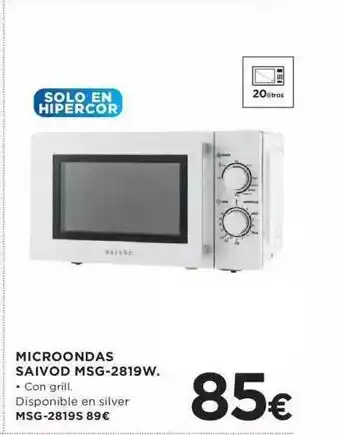Hipercor Microondas saivod msg-2819w oferta