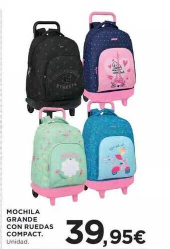 Hipercor Mochila grande con ruedas compact oferta