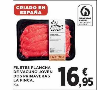 Hipercor Filetes plancha de vacuno joven dos primaveras la finca oferta