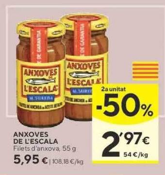 Caprabo 2a unitat -50% anxoves de l'escala filets d'anxova oferta