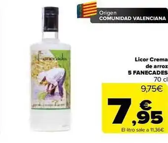 Carrefour Licor crema de arroz 5 fanecades oferta
