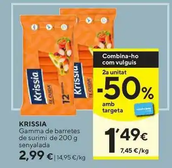 Caprabo Krissia Gamma De Barretes De Surimi De Senyalada 200g oferta