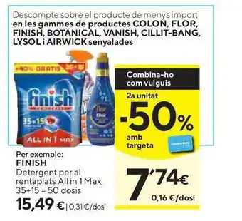 Caprabo Finish Detergent Per Al Rentaplats All In 1 Max 35+15 oferta