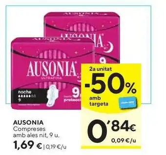 Caprabo Ausonia Compreses Amb Ales Nit 9u oferta