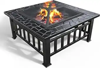 Amazon Vounot brasero exterior para jardín y terraza, 3 en 1 metal fire pit, pozo de fuego con protector de chispas, 81 x 81 x 45 cm oferta