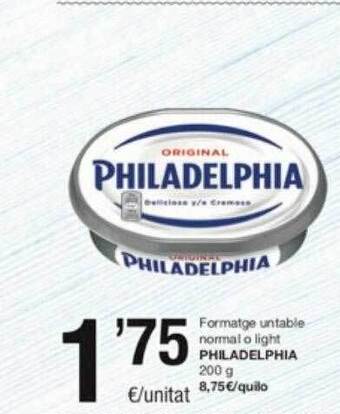 SPAR Fragadis Formatge untable normal o light philadelphia oferta