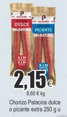 FROIZ Chorizo palacios dulce o picante extra oferta