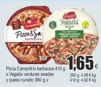 FROIZ Pizza campofrío barbacoa o vegalia verduras asadas y queso curado oferta