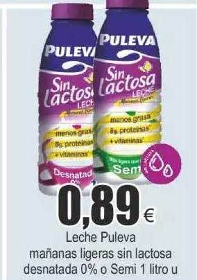 FROIZ Leche puleva mañanas ligeras sin lactosa desnatada 0% o semi oferta