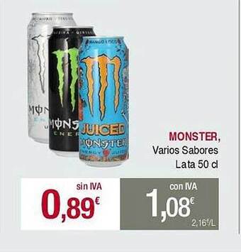 Masymas Monster varios sabores lata oferta