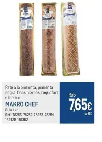 Makro Paté a la pimienta pimienta negra finas hierbas roquefort o ibérico makro chef oferta