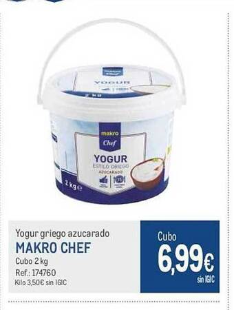 Makro Yogur griego azucarado makro chef oferta