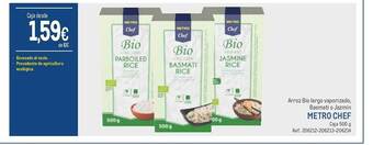Makro Arroz bio largo vaporizado basmati o jazmin metro chef oferta