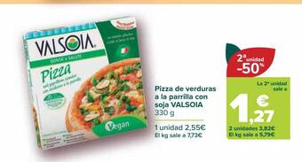 Carrefour 2a unidad -50% pizza de verduras a la parrilla con soja valsoia oferta