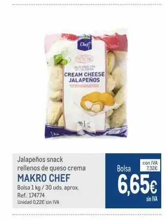 Makro Jalapeños snack rellenos de queso crema makro chef oferta