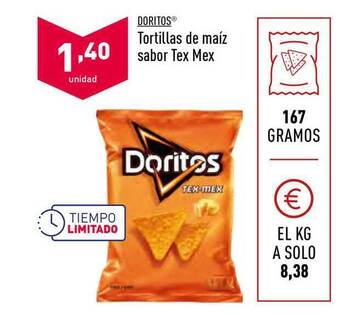 ALDI Doritos Tortillas De Maíz Sabor Tex Mex 167g oferta
