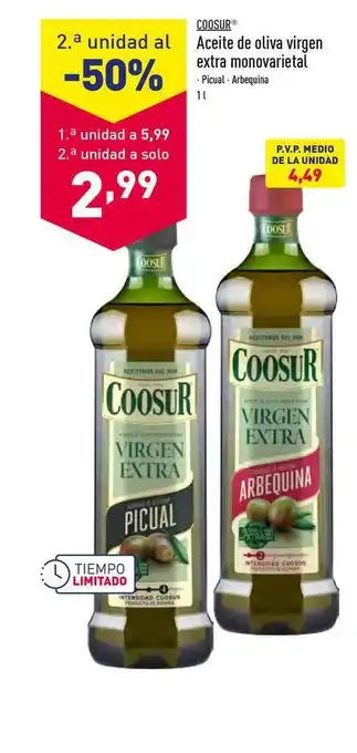 ALDI Coosur Aceite De Oliva Virgen Extra Monovarietal 1L oferta