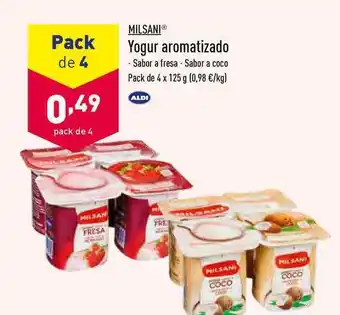 ALDI Milsani Yogur Aromatizado 4 x 125g oferta