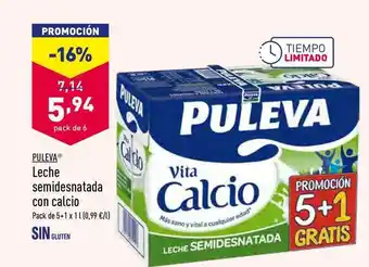 ALDI Puleva Leche Semidesnatada Con Calcio 1L oferta