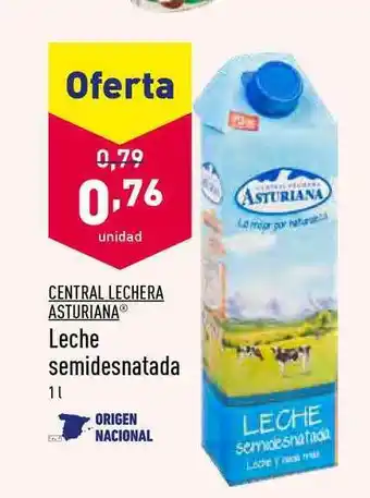 ALDI Central Lechera Asturiana Leche Semidesnatada 1L oferta