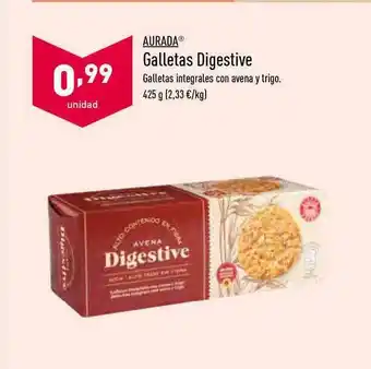ALDI Aurada Galletas Digestive Galletas Integrales Con Avena Y Trigo 425g oferta