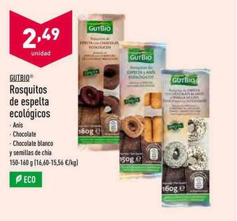ALDI Gutbio Rosquitos De Espelta Ecológicos 150-160g oferta