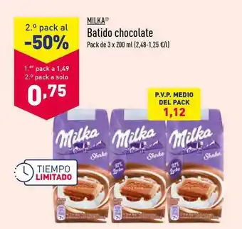 ALDI Milka Batido Chocolate 3 x 200ml oferta