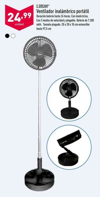 ALDI E-Dream Ventilador Inalámbrico Portátil oferta