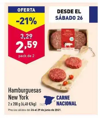 ALDI Hamburguesas New York 2 x 200g oferta
