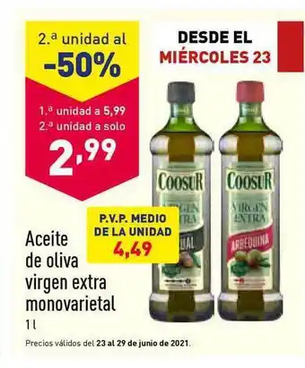 ALDI Aceite De Oliva Virgen Extra Monovarietal 1L oferta