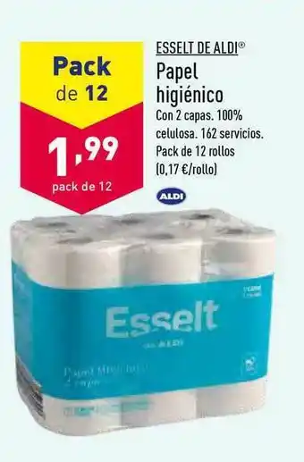 ALDI Esselt De Aldi Papel Higiénico 12 rollos oferta