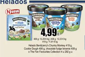 FROIZ Helado Ben&Jerry's Chunky Monkey 419g Cookie Dough 406g Chocolate Fudge Brownie 408g o The Fan Favourites Collection 4u 292g oferta