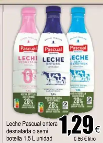 FROIZ Leche Pascual Entera Desnatada o Semi Botella 1,5L Unidad oferta