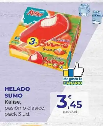 SPAR Gran Canaria Helado sumo kalise pasión o clásico pack 3 oferta