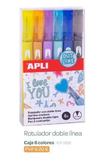 Rotulador doble línea caja 6 colores