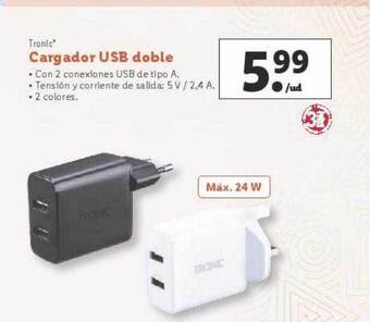 Lidl Tronic cargador usb doble oferta