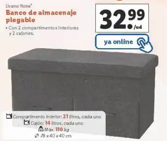 Lidl Livarno home banco de almacenaje plegable oferta