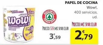 SPAR Papel De Cocina Wow! 400 Servicios oferta