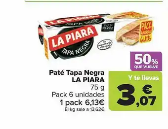 Carrefour Paté tapa negra la piara pack 6 oferta