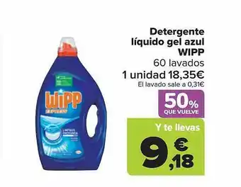 Carrefour Detergente líquido gel azul wipp 60 lavados oferta