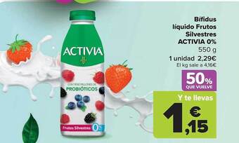 Carrefour Bífidus líquido frutos silvestres activia 0% oferta