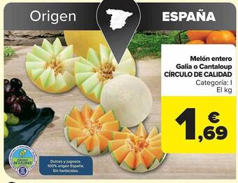 Carrefour Melón entero galia o cantaloup círculo de calidad oferta