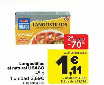 Carrefour 2a unidad -70% langostillos al natural ubago oferta