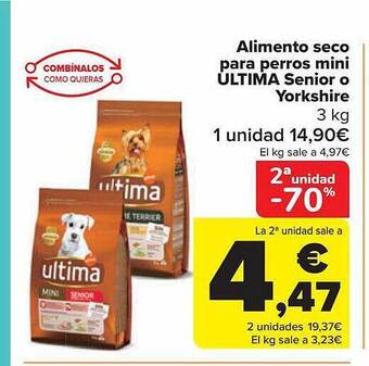 Carrefour Alimento seco para perros mini ultima senior o yorkshire oferta