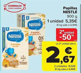 Carrefour 2a unidad -50% papillas nestlé oferta