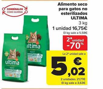 Carrefour 2a unidad -70% alimento seco para gatos no esterilizados ultima oferta