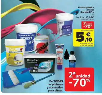 Carrefour 2a unidad -70% pintura plástica interior standard pro oferta