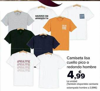 Carrefour Camiseta lisa cuello pico o redondo hombre oferta